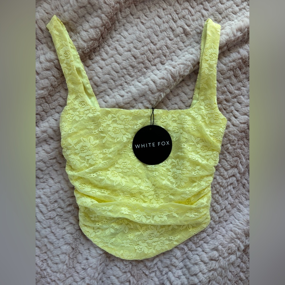 White Fox Boutique Lets Have Some Fun Lace Bustier in Lemon NWT